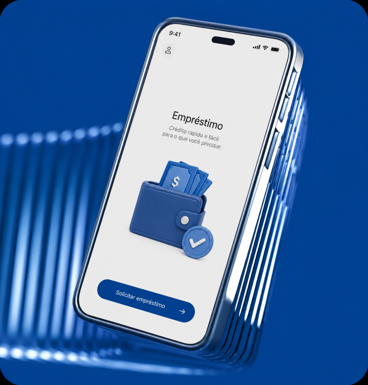 Smartphone mostrando aplicativo financeiro